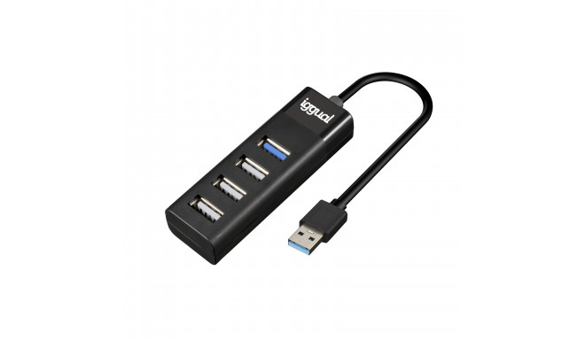 4-Port USB Hub iggual IGG317686 Melns