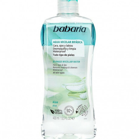 Sejas divfāzu meikapa noņēmējs Babaria Micellārs ūdens Alveju (400 ml)