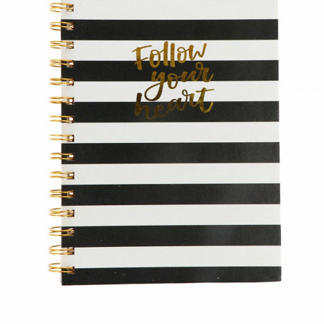 Notebook Inca   A5 Stripes Black White