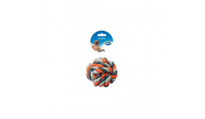 Dogtoy tug toy knotted cotton ball 13 cm grey/orange