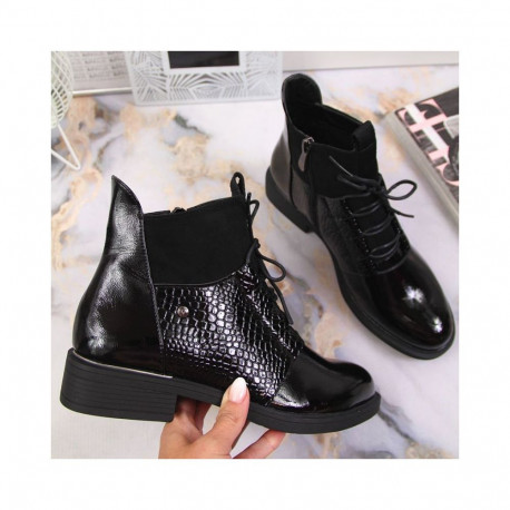 Vinceza W JAN135 patent leather ankle boots black (40)