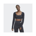 adidas Studio Lounge Ribbed Cropped Long Sleeve Tee W HH8502 L