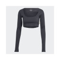 adidas Studio Lounge Ribbed Cropped Long Sleeve Tee W HH8502 L