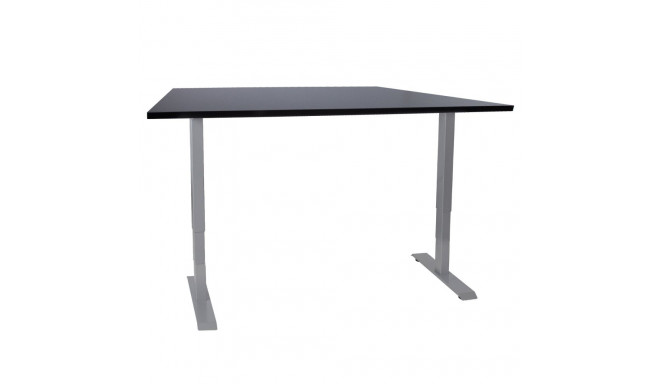 Desk ERGO with 2 motor 140x80xH60-125cm, black/silver grey