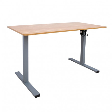 Töölaud ERGO OPTIMAL 1-mootoriga 140x70xH71-116cm, hikkoripuu/hõbehall