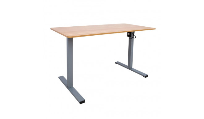 Töölaud ERGO OPTIMAL 1-mootoriga 140x70xH71-116cm, hikkoripuu/hõbehall