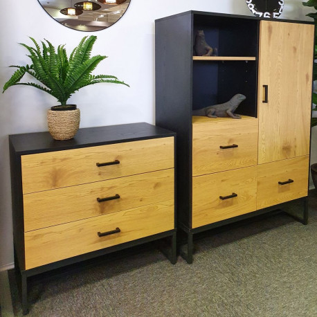 Sideboard AMSTERDAM 100x40xH140cm, oak/black