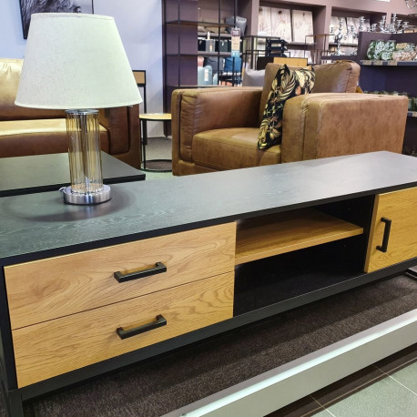 TV table AMSTERDAM 160x40xH50cm, oak/black