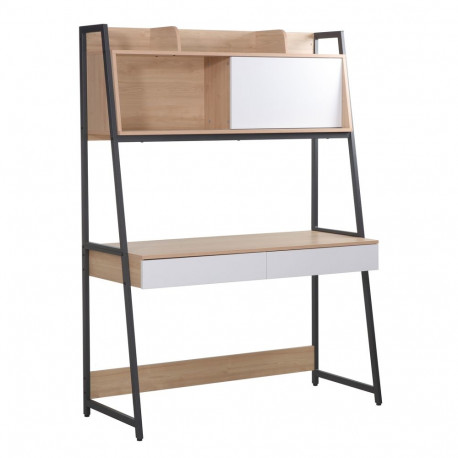 Desk STUDY with self 124x54xH171cm, oak/white