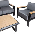 Garden furniture set FELINO table, sofa and 2 chairs, black