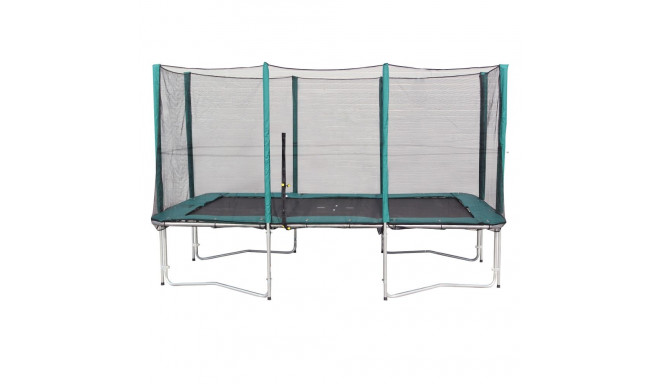 Trampoline with enclosure and green pad 426x274cm