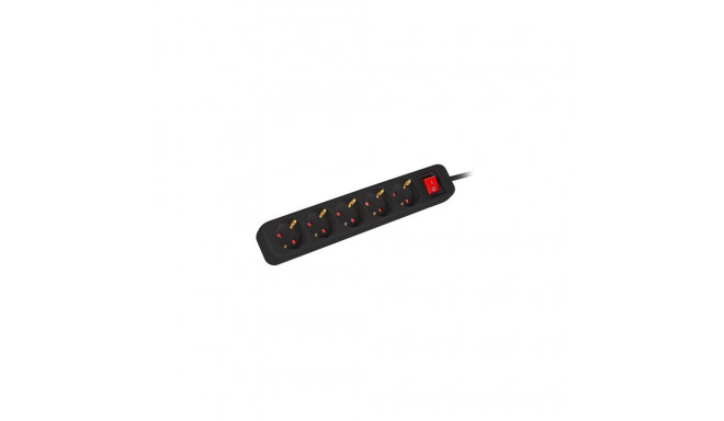 POWER STRIP LANBERG 3M 5X SCHUKO OUTLETS WITH SWITCH QUALITY-GRADE COPPER CABLE BLACK