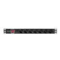 POWER DISTRIBUTION UNIT (PDU) 19" LANBERG 1U 10A 2M 7X SCHUKO OUTLETS BLACK C14