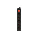 POWER STRIP LANBERG 3M 5X SCHUKO OUTLETS WITH CIRCUIT BREAKER QUALITY-GRADE COPPER CABLE BLACK