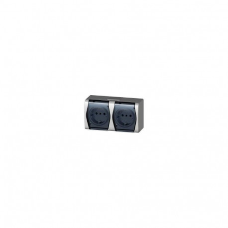 SOCKET HERMES2 2PL WH/GREY IP44 1025-01