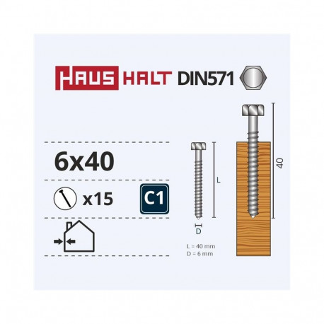 CHIPBOARD SCREW DIN571 6X40 15 PCS