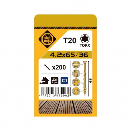 terrassi kruvi T20 4.2x65 kollane tsink (200)