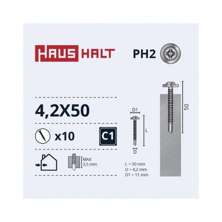 SELF SCR 4,2X50 met/met+drill Zn 10 tk