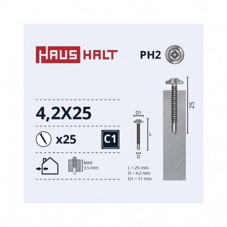 SELF SCR 4,2X25 met/met+drill Zn 25 tk