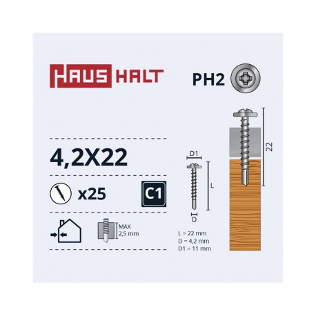 isepuuriv kruvi 4,2x22 puidule+puur 25 tk