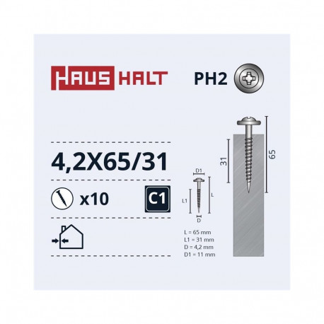 isekeermestuv kruvi 4,2x65/31 met/met Zn 10 tk