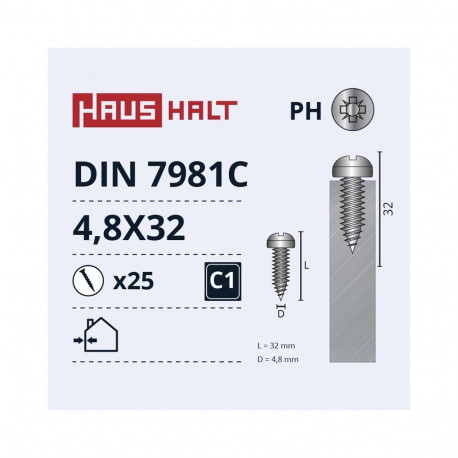 isekeermestavad kruvid 4.8x32 DIN7981C ZN 25 tk