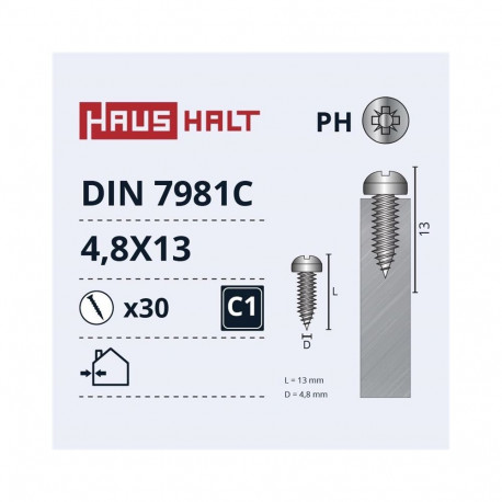 isekeermestavad kruvid 4.8x13 DIN7981C ZN 30 tk