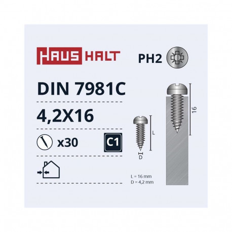 SELF SCREWS 4.2X16 DIN7981C ZN 30PCS