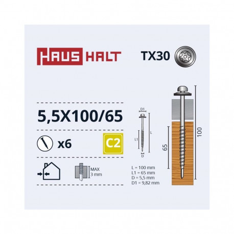 isekeermestuv kruvi 5,5x100/65 torx/empd zn 6 tk