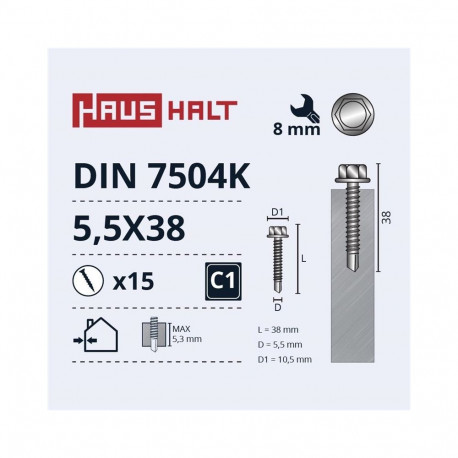 SELF SCREW 5,5X38 DIN7504K ZN 15PCS