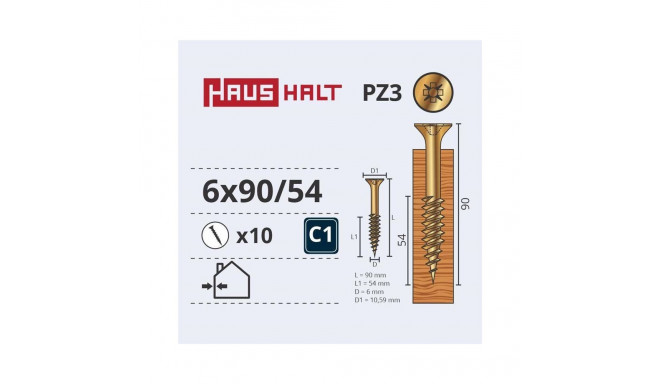 puitlaastplaadi kruvi 6.0x90/54 kollane ZP10PCS G2