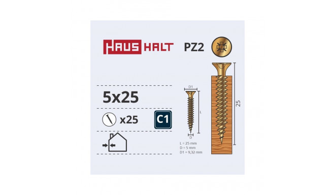 CHIPBOARD SCREW 5.0X25 YLW ZP 25PCS G1