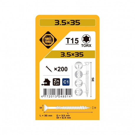 CHIPBOARD SCR T15 3.5X35 WHITE ZN(200)