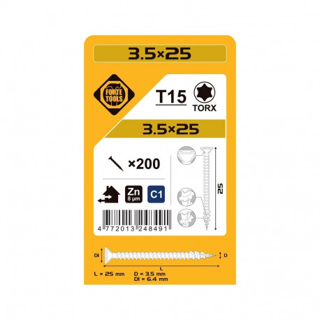 CHIPBOARD SCR T15 3.5X25 valge ZN(200)