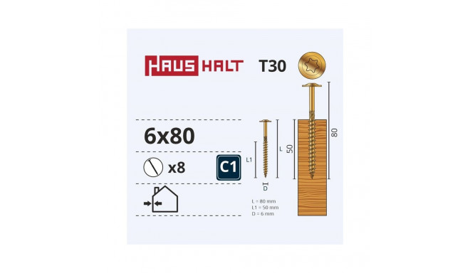 CHIP SCR TORX 6X80 YEL ZN WKCP(8)