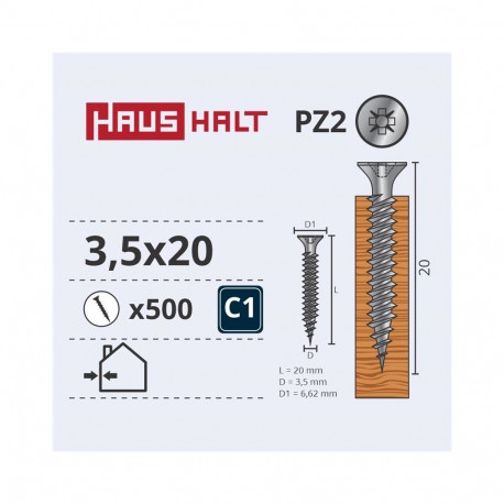 CHIPBOARD SCREW 3.5X20 WHT ZP 50PCS G1