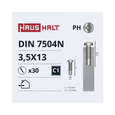 SELF SCREWS 3.5X13 DIN7504N ZN 30PCS