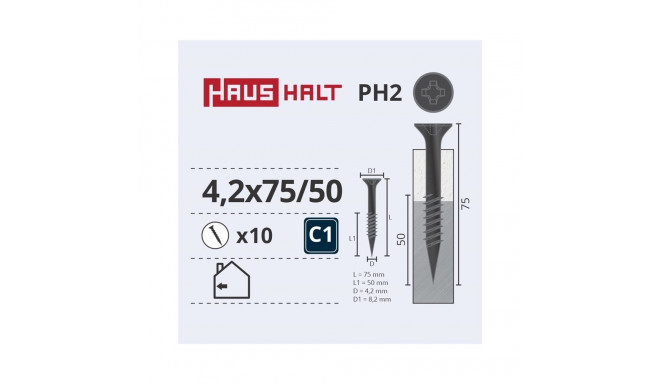 DRYWALL SCREW FOR MET 4.2X75/50 10PCS O2