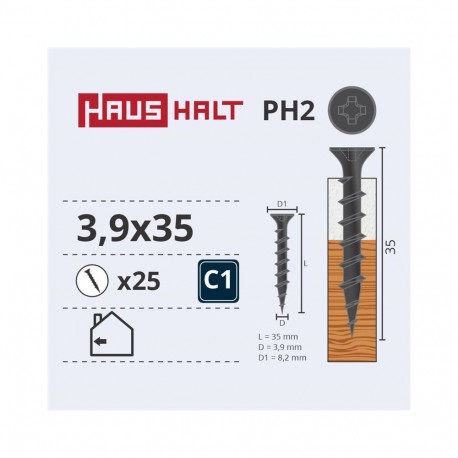 puidukruvi kipsplaadile 3.9x35 25tk O1