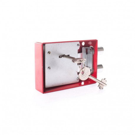 SAFE LOCK. RED. 2 KEYS 122.5X84X32MM