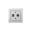 SOCKET HDMI+TV-002-01 WHITE