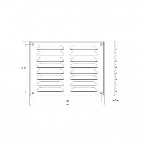 GRILLE METAL 260X190, GALVANIZED