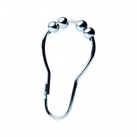 ROLLER SHOWER CURTAIN HOOKS METAL (12 PC