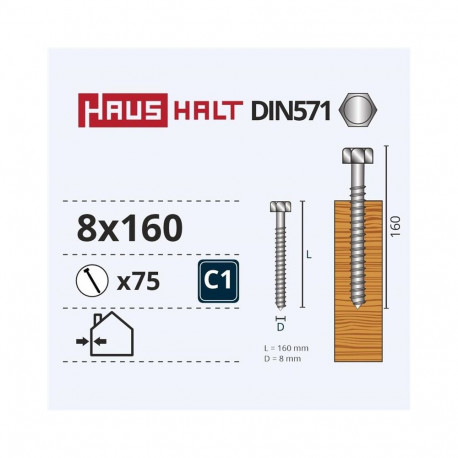 laudkruvi DIN571 8.0x160 valge tsink