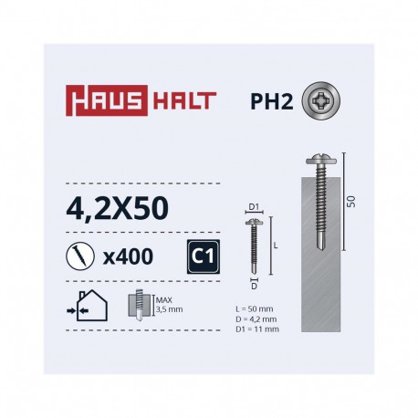 isepuuriv kruvi 4,2x50 met/met+puur tsingitud (400)