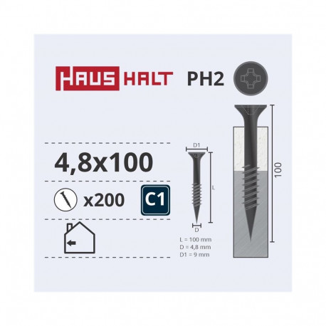DRYWALL SCREW FOR METAL 4.8X100 (200)