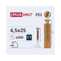 CHIPBOARD SCREW 4.5X25 YELLOW ZP (500)