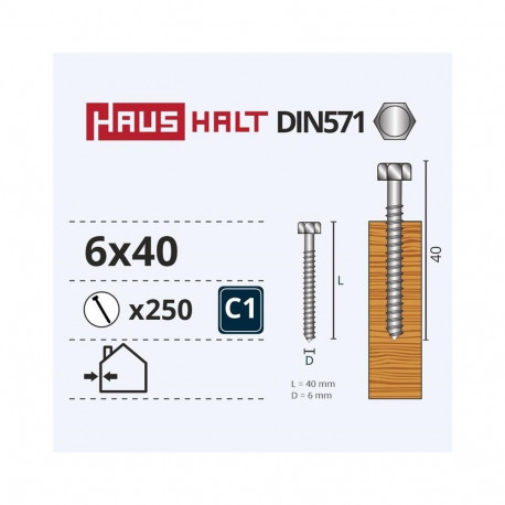CHIPBOARD SCREW DIN571 6.0X40 WHITE ZN