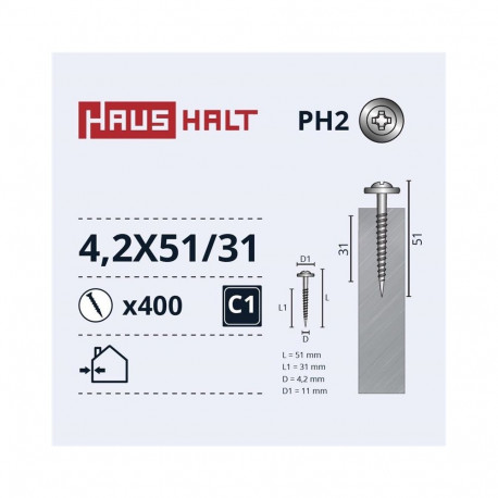 isekeermestuv kruvi 4,2x51/31 met/met Zn (400)