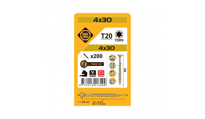 Forte Tools kruvid T20 4x30 RSP 200tk
